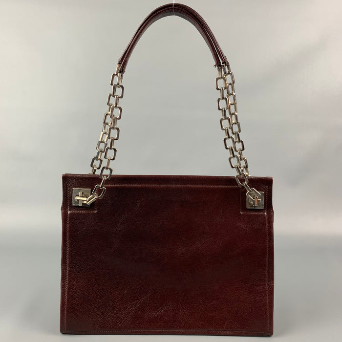 Vintage BALLY Burgundy & Silver Leather Shoulder Bag