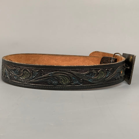 BETH FRANK Ceinture en cuir gaufré marron taille S