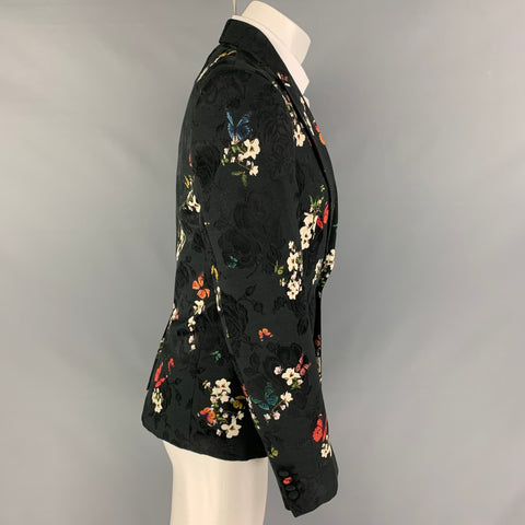 AMIRI Size 38 Black Jacquard Viscose Wool Peak Lapel Sport Coat
