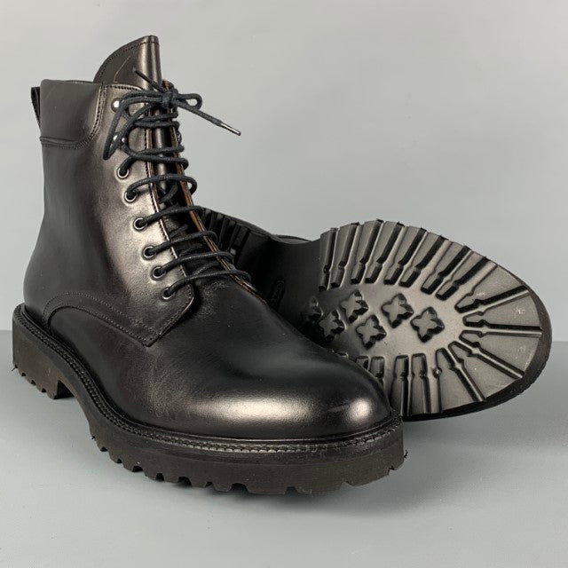 BARNEY'S NEW YORK Size 10 Black Leather Lace Up Combat Boots