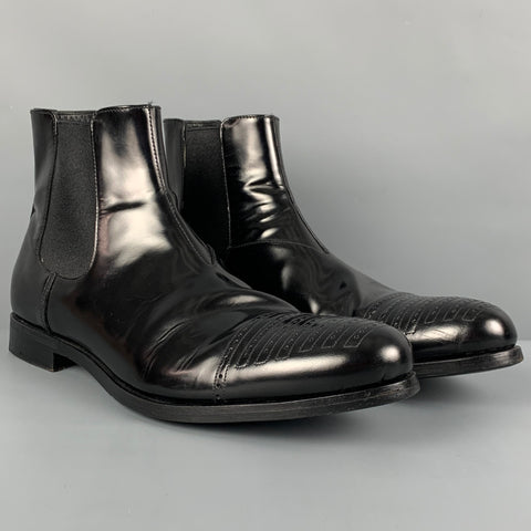 PRADA Bottines en cuir perforé noir taille 9