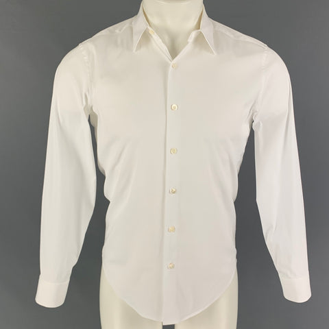 THEORY Size XS White Cotton Blend Button Down Long Sleeve Shirt