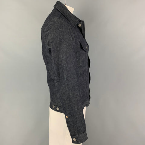 LEVI'S Size M Blue Indigo Damask Denim Trucker Jacket