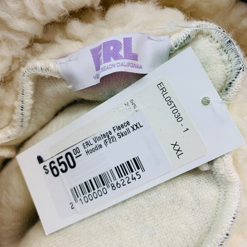 ERL Size XXL Cream White Skulls Acrylic Blend Hoodie Sweatshirt