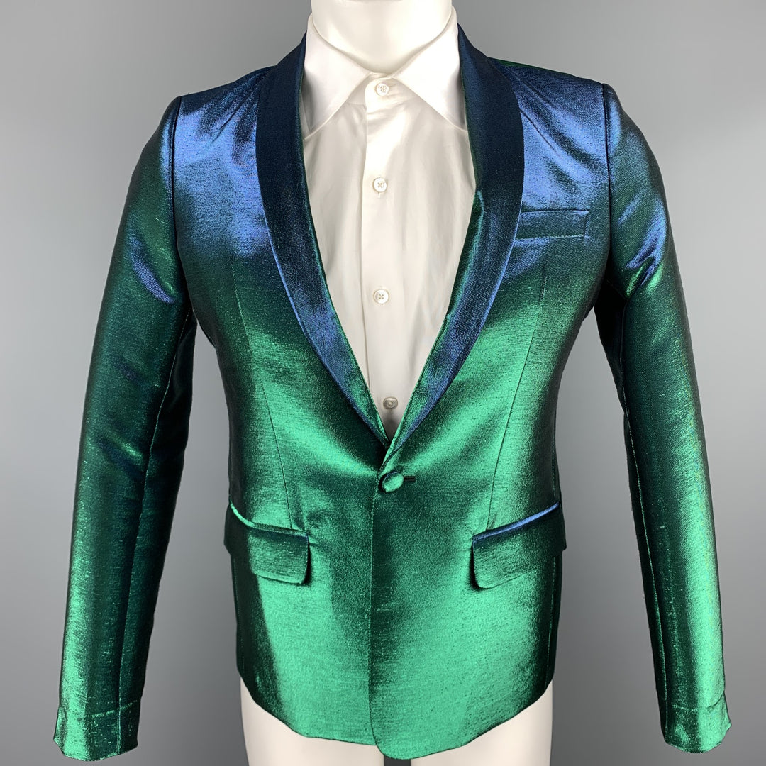 EACH X OTHER Size 36 Green Iridescent Polyester Blend Sport Coat
