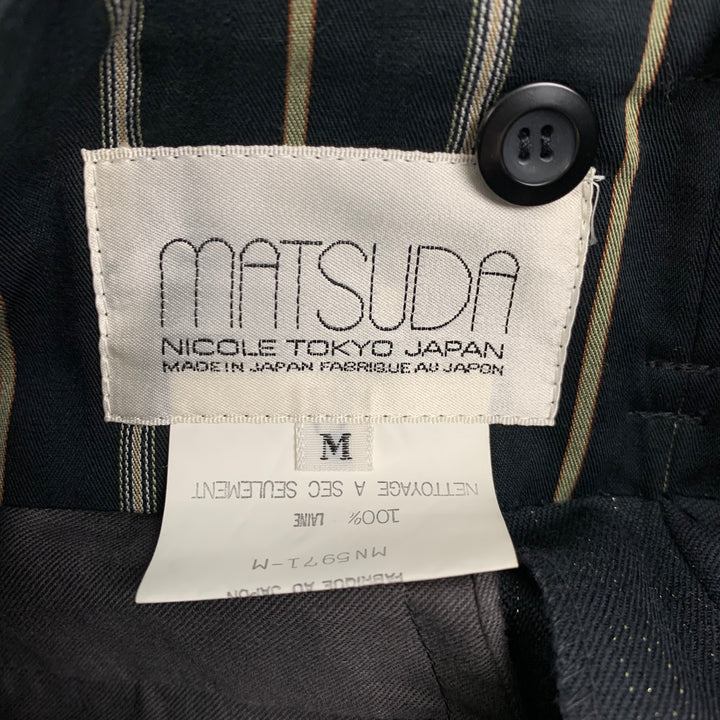 Vintage MATSUDA Size M Black Wool Pleated Dress Pants
