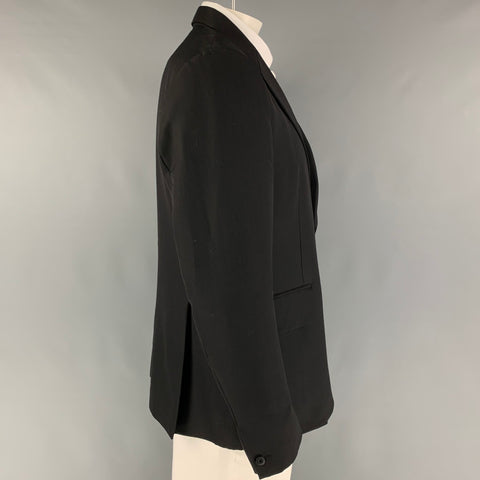 OUR LEGACY Manteau de sport à revers cranté en laine vierge noire taille 44