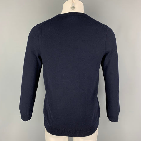BROOKS BROTHERS Size M Navy Merino Wool Blend V-Neck Pullover