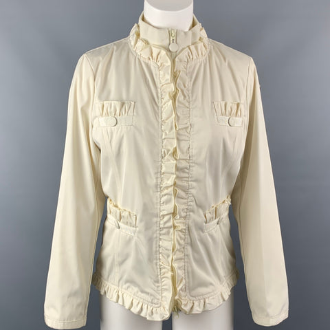 LOVE MOSCHINO Size 6 Cream Polyester Ruffled Jacket
