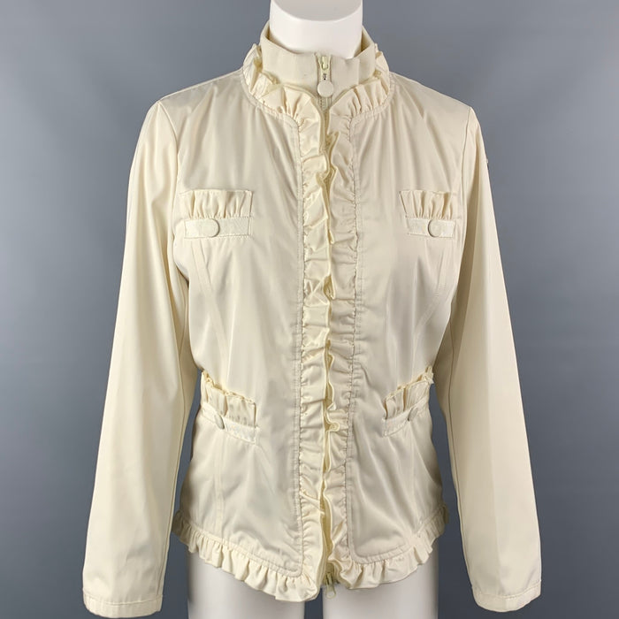 LOVE MOSCHINO Size 6 Cream Polyester Ruffled Jacket