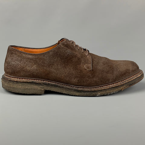 ALDEN Size 11 Brown Distressed Suede Lace Up Shoes