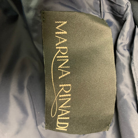 MARINA RINALDI Size 16 Black & Gold Polyester Padded 3/4 Sleeves Coat