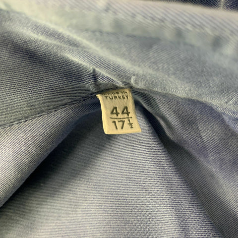 ERMENEGILDO ZEGNA Size XL Blue Solid Cotton Button Down Long Sleeve Shirt