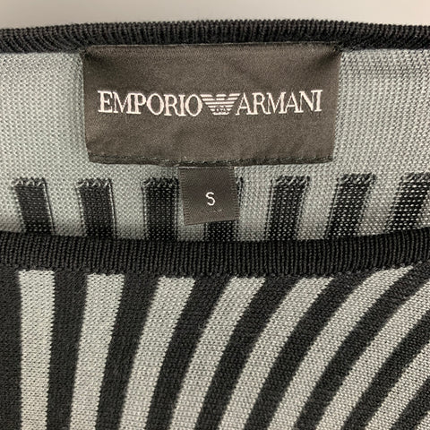 EMPORIO ARMANI Size S Grey Black Stripe Viscose / Silk Long Sleeve Pullover