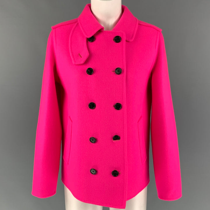 MARC JACOBS Size 4 Pink Wool Double Breasted Peacoat