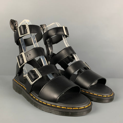 DR. MARTENS x RICK OWENS Gryphon Size 9 Black Leather Gladiator Sandals