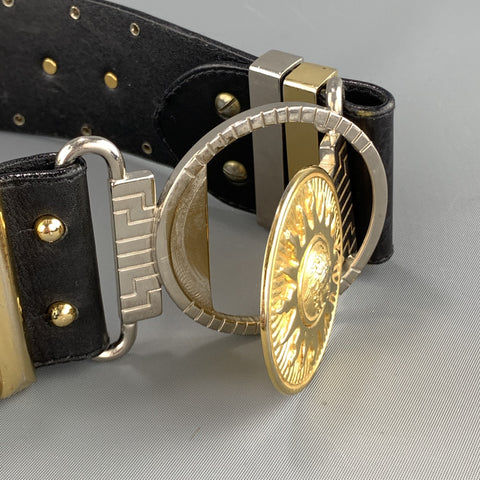 Vintage GIANNI VERSACE Studded Size XS 80/32 Black Leather Waist Belt