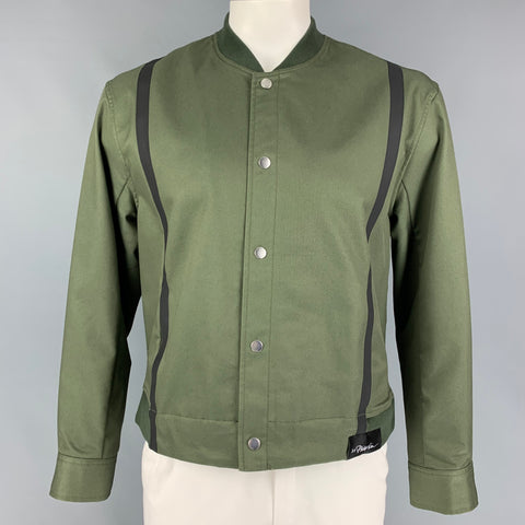 3.1 PHILLIP LIM Size L Olive Charcoal Cotton Bomber Jacket
