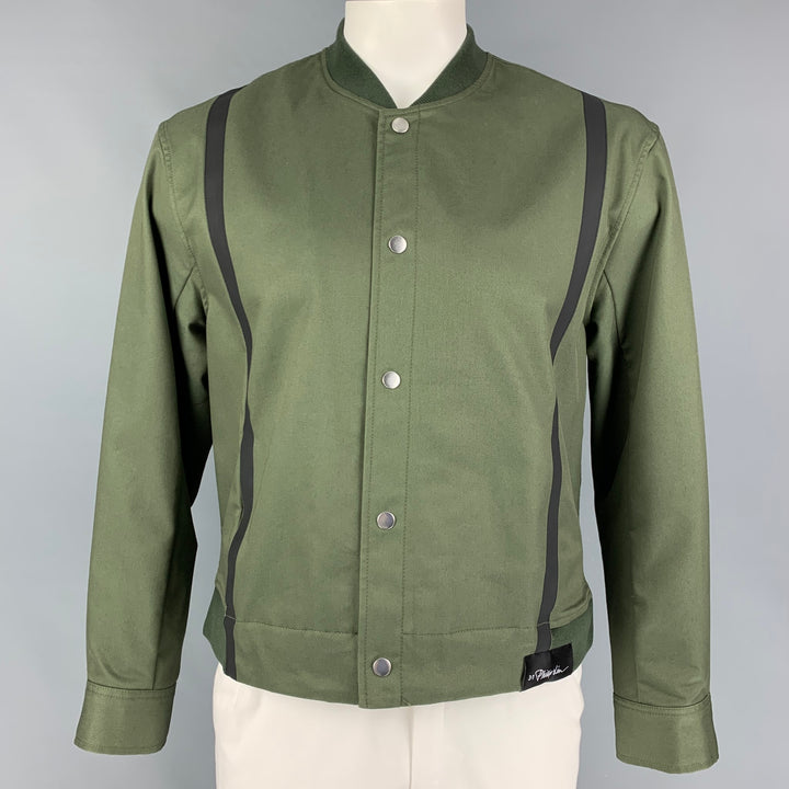 3.1 PHILLIP LIM Size L Olive Charcoal Cotton Bomber Jacket