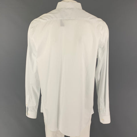 THEORY Size L Off White Cotton Button Up Long Sleeve Shirt