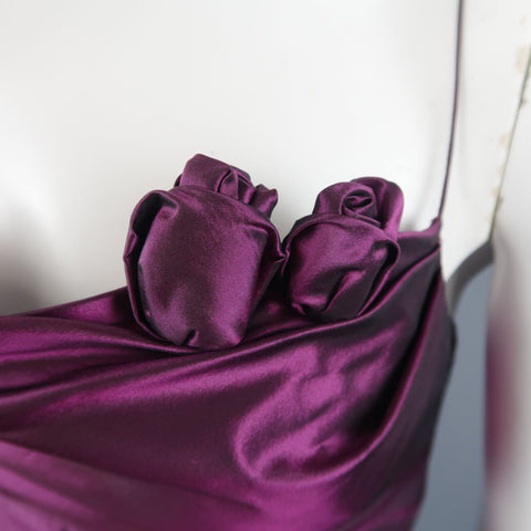 RICHARD TYLER Size 10 Purple Silk Taffeta Gathered Rosette Gown