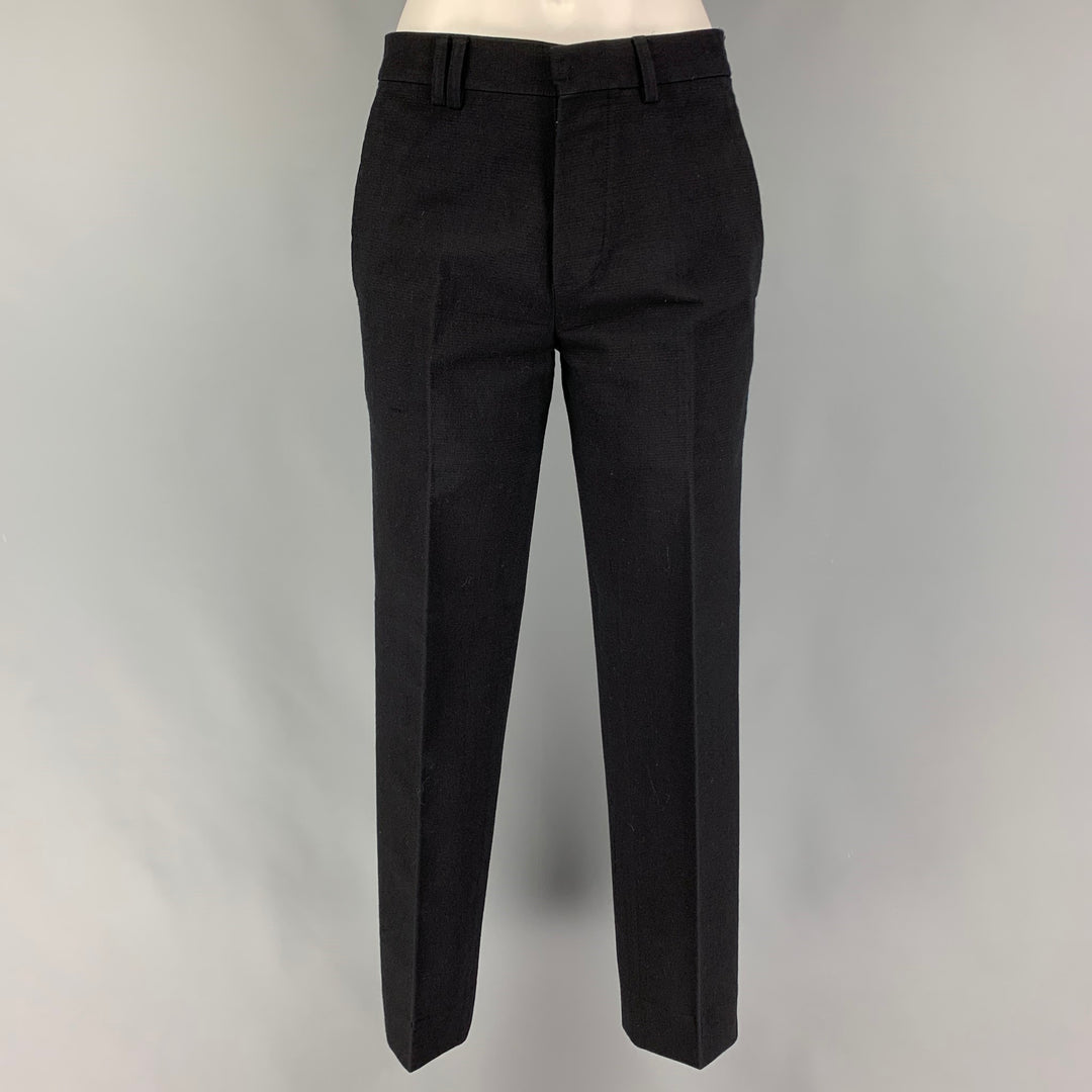 TIM COPPENS Size 36 Black Cotton Blend Hidden Buttons Suit