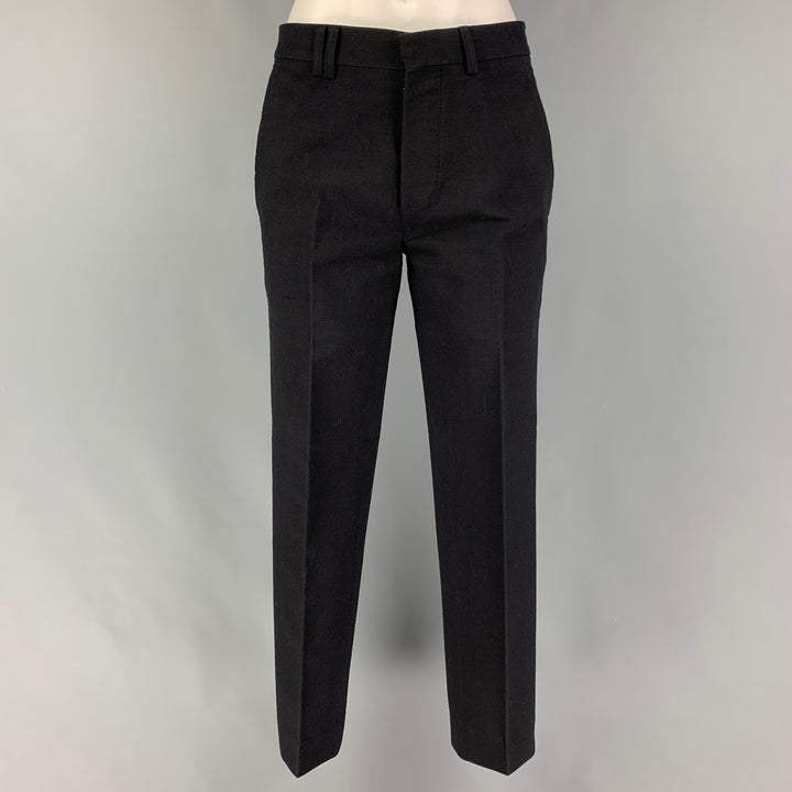 TIM COPPENS Size 36 Black Cotton Blend Hidden Buttons Suit