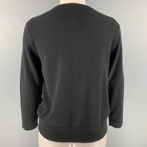 MAGASCHONI Size L Black Cashmere Knitted Hidden Buttons Cardigan