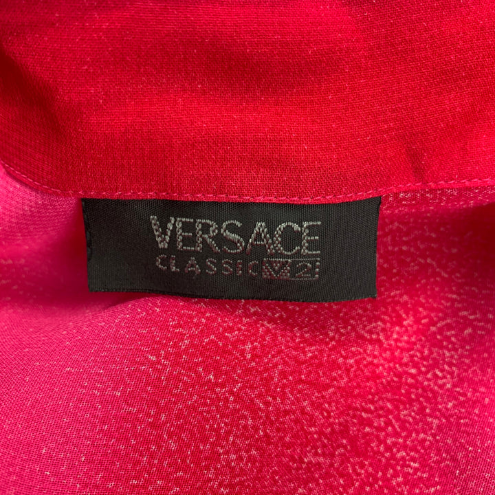 V2 by VERSACE Size 8 Pink Red Viscose Stripe Button Up Shirt