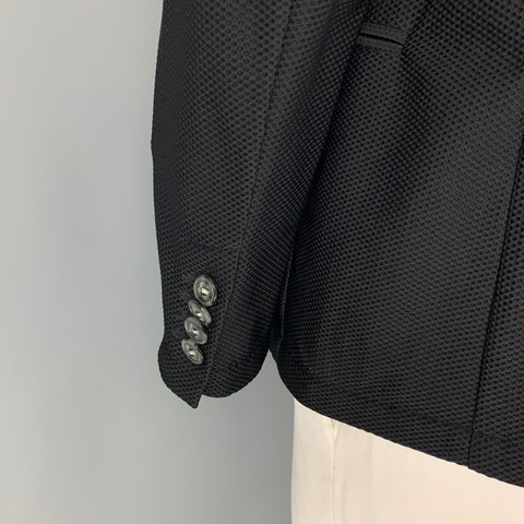GIORGIO ARMANI Size 48 Black Textured Polyamide Sport Coat