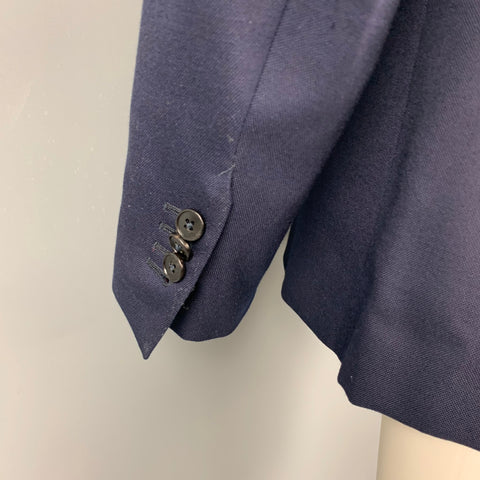 ERMENEGILDO ZEGNA Size 40 Navy Wool Peak Lapel Double Breasted Sport Coat