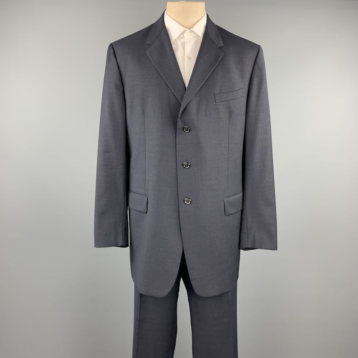 PRADA Size 48 Long Navy Wool Notch Lapel Suit