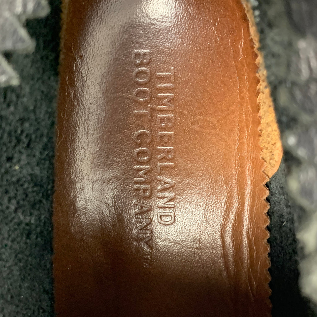 TIMBERLAND Talla 8.5 Botas con cordones de cuero desgastado marrón pizarra