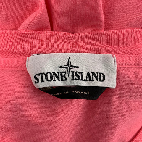 STONE ISLAND Size XL Pink Cotton Crew-Neck T-shirt