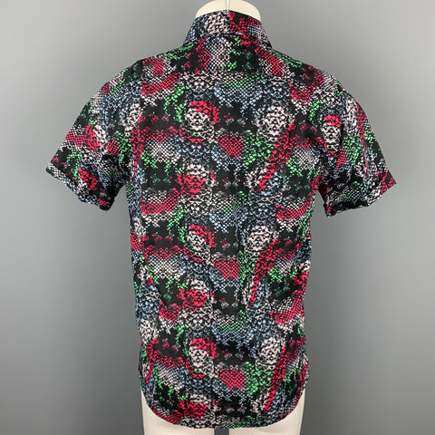 MARC by MARC JACOBS Size S Black & Multi-Color Print Cotton Short Sleeve Shirt