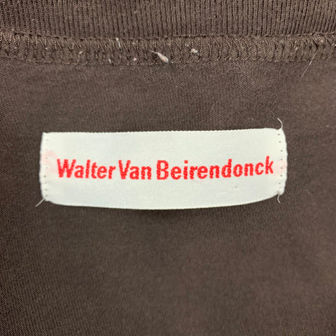 WALTER VAN BEIRENDONCK Size XXL Brown Cotton Zipper Embellishment Long Sleeve Pullover
