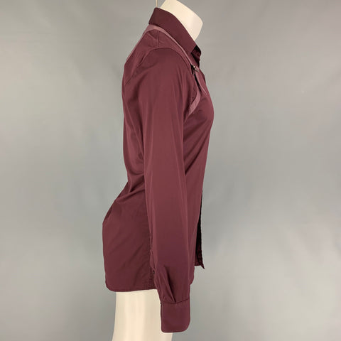 ALEXANDER MCQUEEN Size XS Burgundy Two Toned Cotton Long Sleeve Shirt