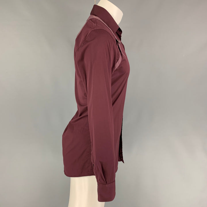 ALEXANDER MCQUEEN Size XS Burgundy Two Toned Cotton Long Sleeve Shirt