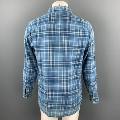 RRL by RALPH LAUREN Size M Blue Plaid Cotton Button Up Long Sleeve Shirt