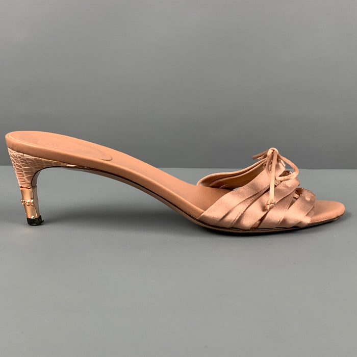 GUCCI by Tom Ford Size 6 Rose Silk Mules Sandals