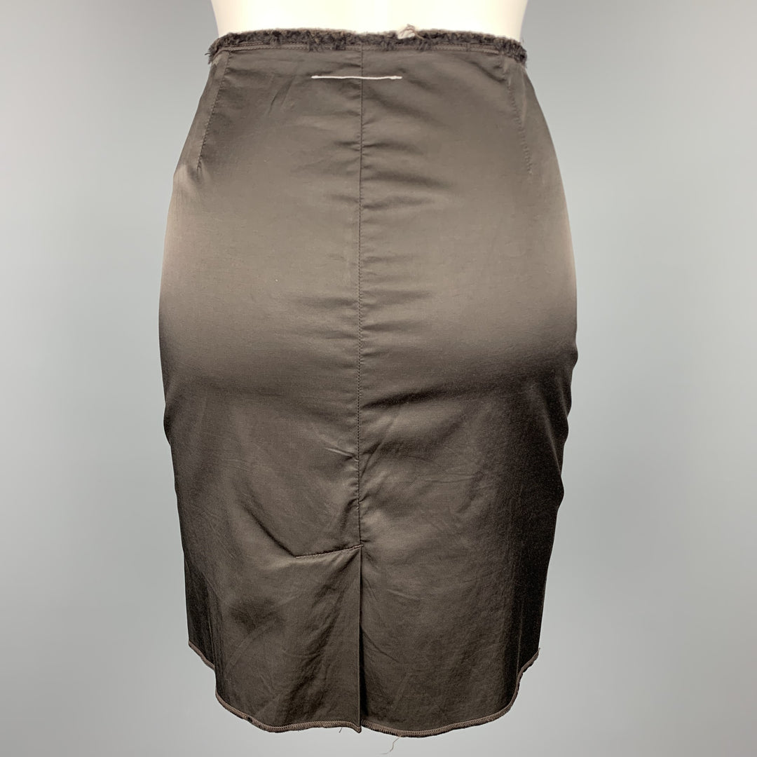 MM6 MAISON MARGIELA Size S Brown Raw Edge Pencil Skirt