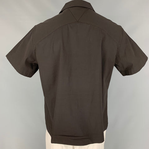BOTTEGA VENETA Size 43 Black Cotton Short Sleeve Shirt