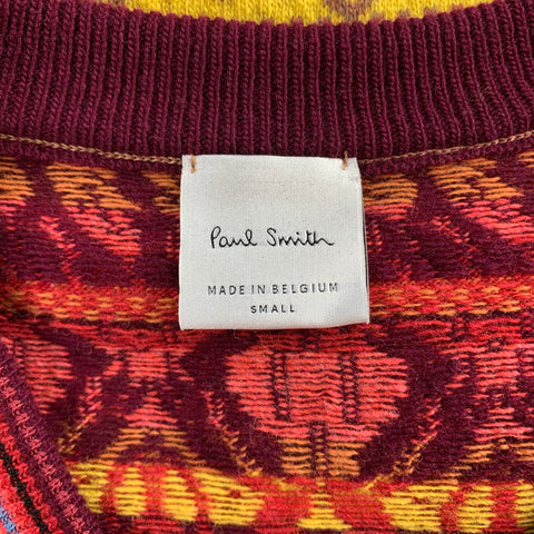 PAUL SMITH Taille S Gilet pull multicolore en laine Fairisle mélangée à col en V