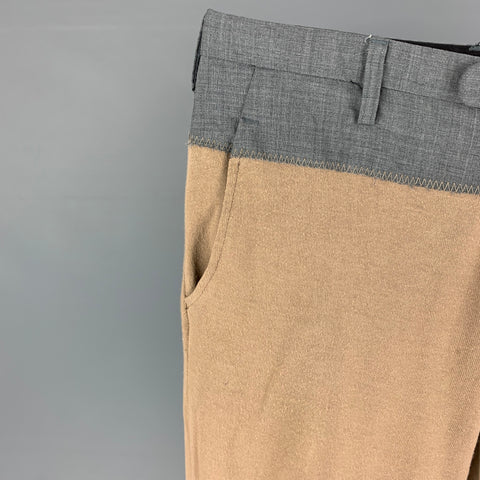 KOLOR Size L Camel Grey Color Block Cotton Wool Joggers Pants