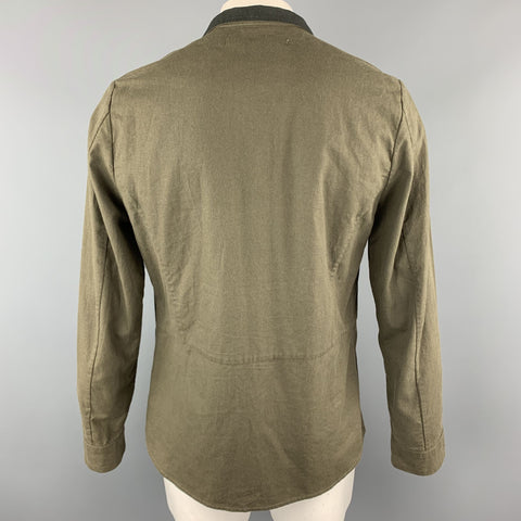 NICE COLLECTIVE L Olive Linen Notch Lapel  Jacket