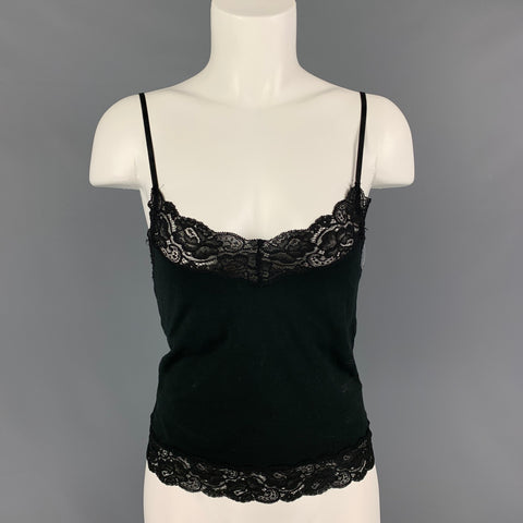 RALPH LAUREN Black Label Size M Black Mercerized Cotton Camisole Shell