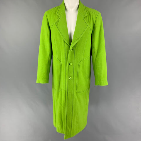 CHRISTIAN DADA Size 40 Green Wool Hooded Tailored Melton Coat