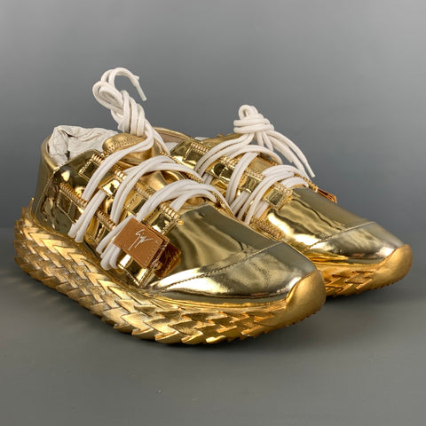 GIUSEPPE ZANOTTI Talla 9 Zapatillas deportivas de charol dorado