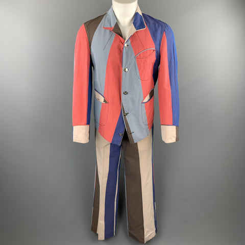 VIVIENNE WESTWOOD SS 2000 Size 40 Multi-Color Vertical Stripe Cotton Silk Suit