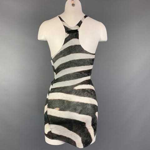 MANIAC CORP Size XS Olive & White Zebra Print Cotton Tank Top
